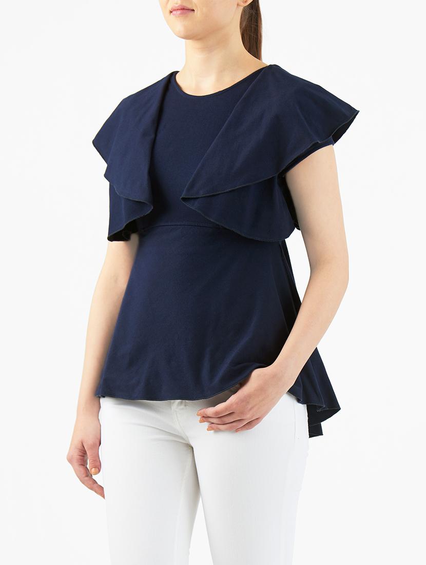 I WEAR MY STYLE navy blue cotton jersey top - 14132676 - Zoom Image - 2