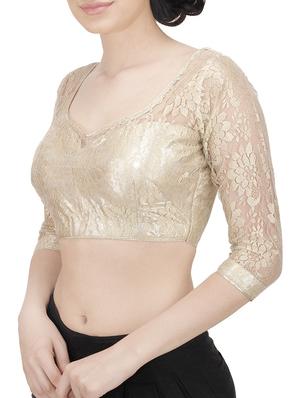 gold woven stitched blouse - 14137607 - Standard Image - 2
