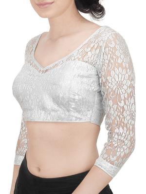 silver woven stitched blouse - 14137608 - Standard Image - 2