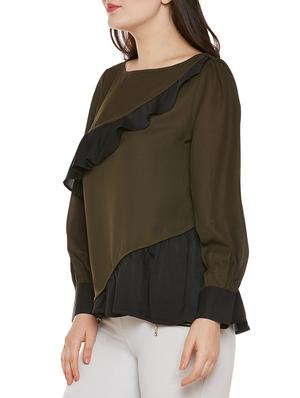 contrast paneled ruffled top - 14137754 - Standard Image - 2