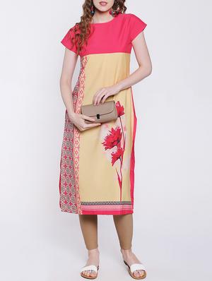 yellow crepe straight kurta - 14139614 - Standard Image - 2
