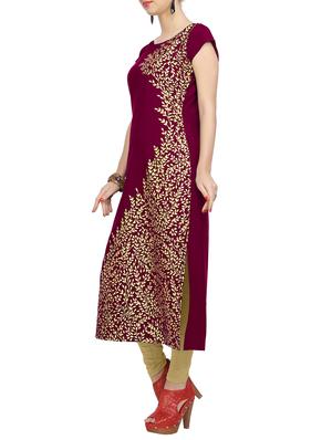 foil print straight kurta - 14147800 - Standard Image - 2