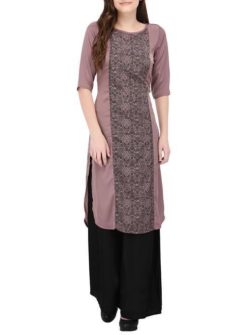 purple crepe straight kurta - 14148112 - Very Small Image - 1