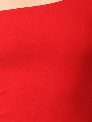 solid red single shoulder dress - 14148558 - Standard Image - 5