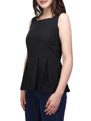 black crepe peplum top - 14151063 - Standard Image - 2