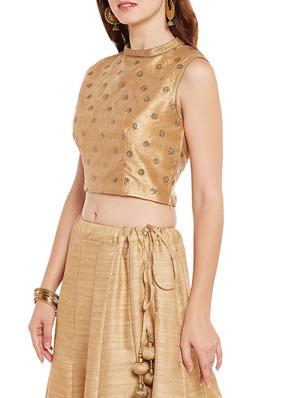 beige embellished stitched blouse - 14152443 - Standard Image - 2