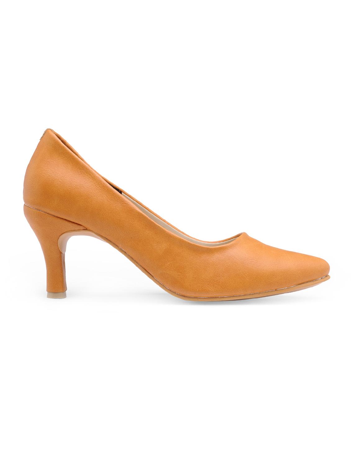 tan leatherette slip on pumps - 14152588 - Zoom Image - 2