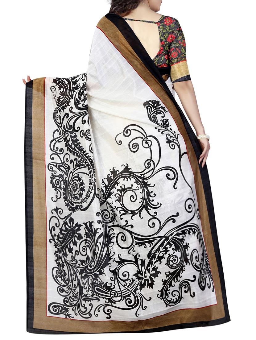 white silk bhagalpuri saree with blouse - 14154438 - Zoom Image - 2