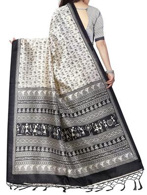 white silk bhagalpuri saree with blouse - 14154468 - Standard Image - 2