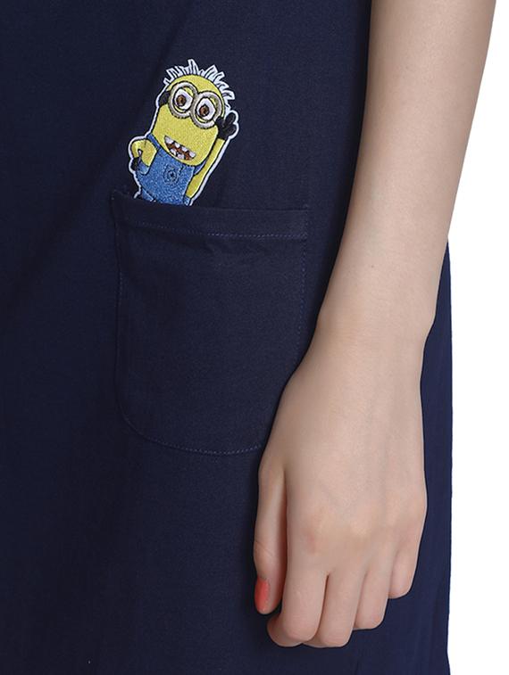 navy blue cotton a-line dress - 14157674 - Zoom Image - 5