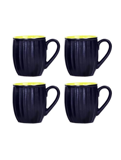 Coffee Mug Ceramic/Stoneware in Black & Green Striped (Set of 4) Handmade By Caffeine - 14160157 - Standard Image - 1
