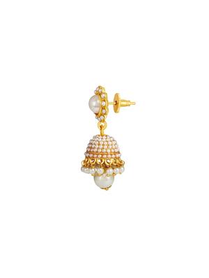 white metal jhumka earrings - 14161652 - Standard Image - 2