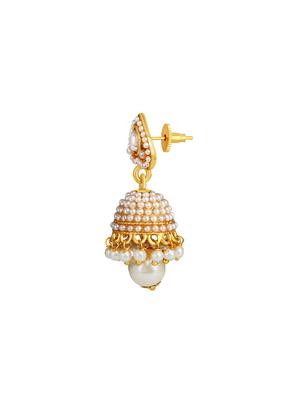 white metal jhumka earrings - 14161653 - Standard Image - 2