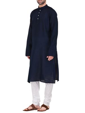 navy blue cotton kurta payjama set - 14164083 - Standard Image - 2