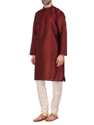 maroon dupion ethnic wear set - 14164084 - Standard Image - 2