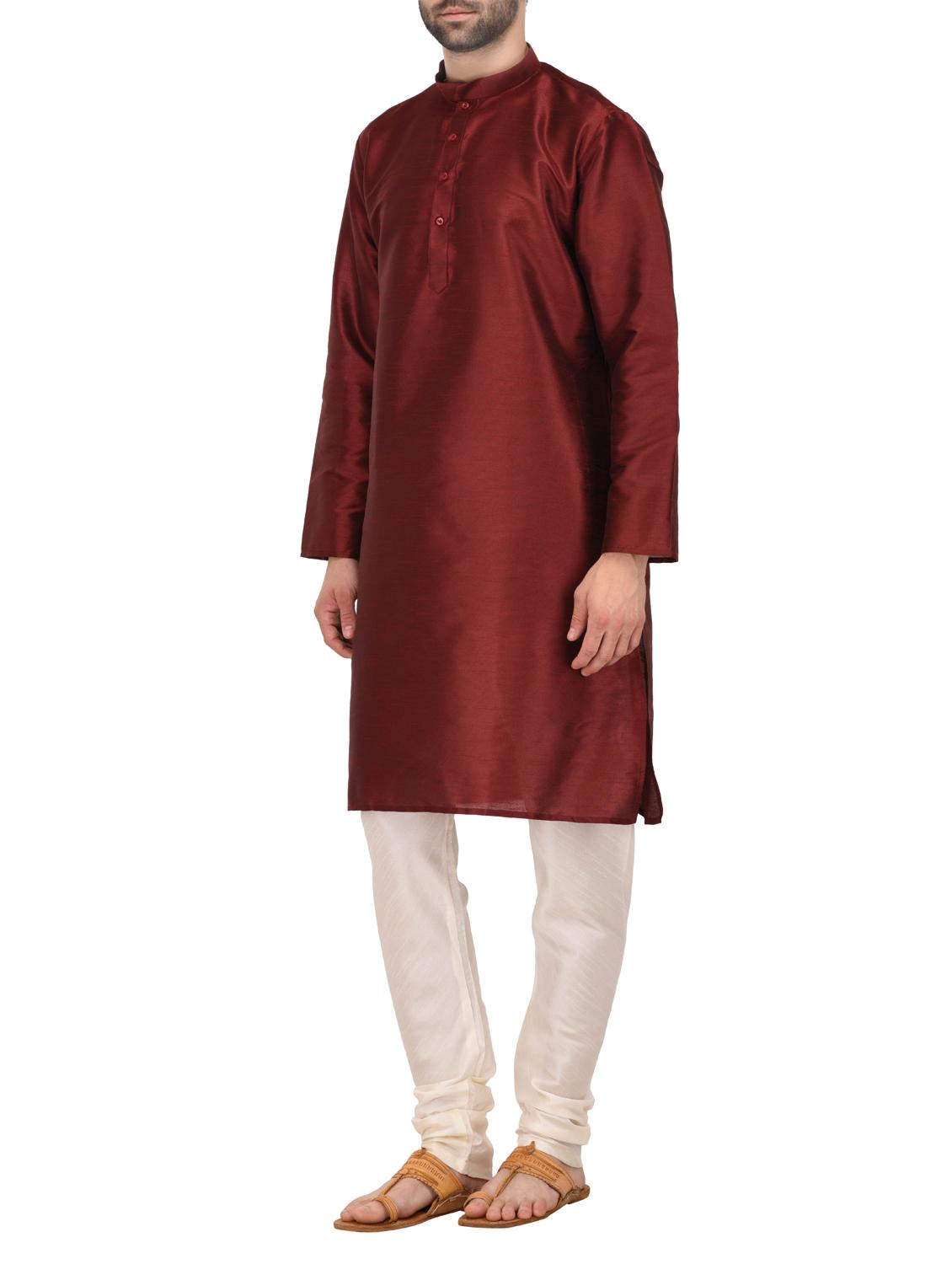 maroon dupion ethnic wear set - 14164084 - Zoom Image - 2