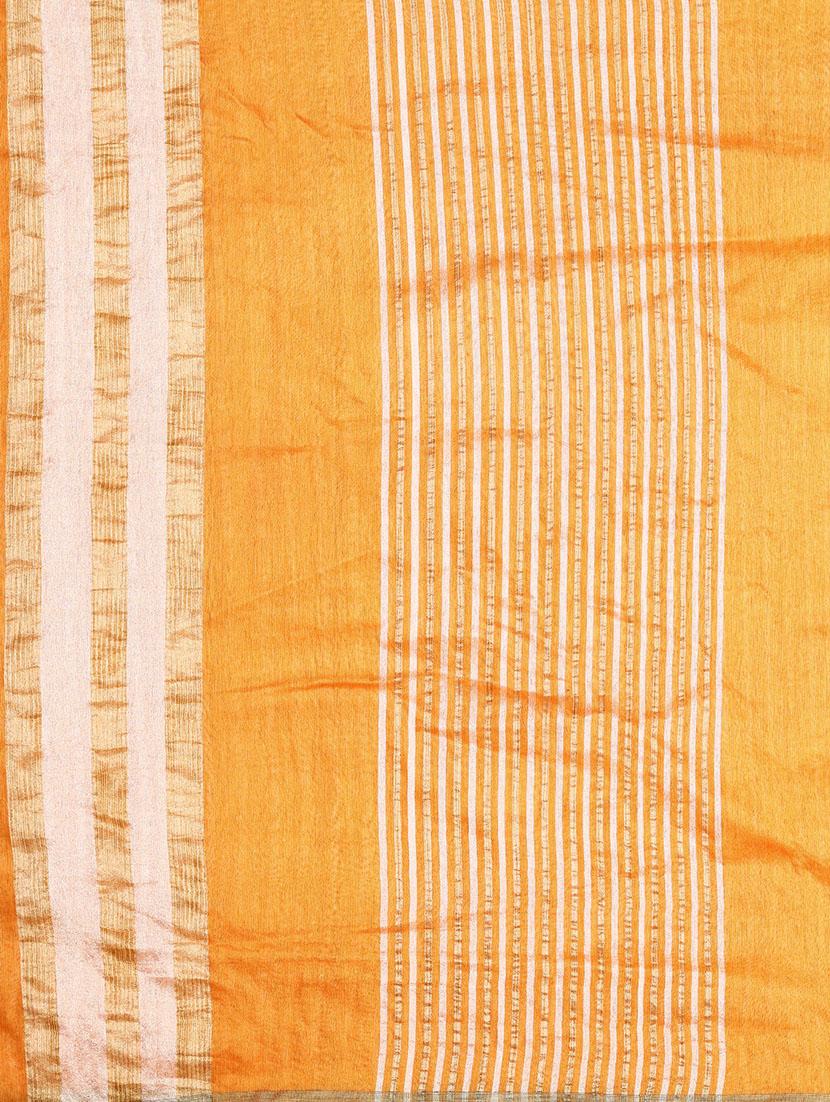 mustard tussar silk printed saree with blouse - 14173001 - Zoom Image - 2