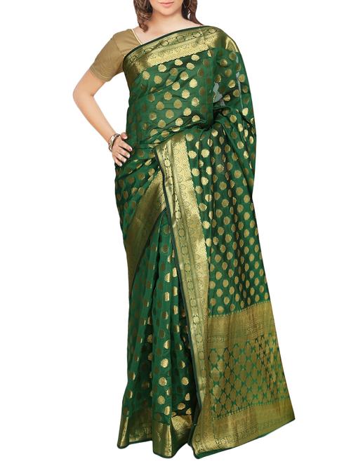 Zari motifs banarasi saree with blouse - 14173659 - Standard Image - 1