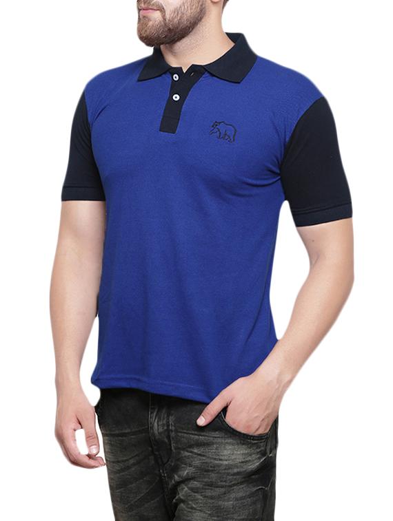 blue cotton color block t-shirt - 14173922 - Zoom Image - 2