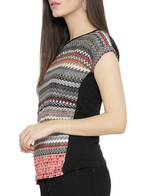 cap sleeved chevron top - 14174744 - Standard Image - 2