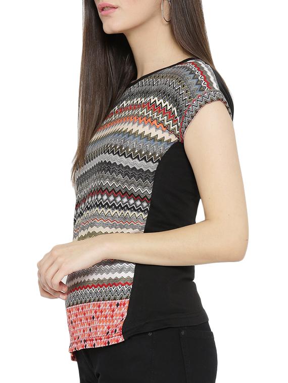 cap sleeved chevron top - 14174744 - Zoom Image - 2