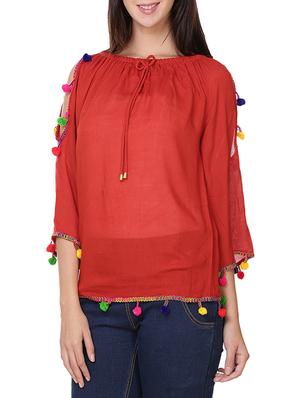red rayon regular top - 14174795 - Standard Image - 2