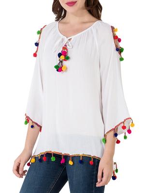 solid white rayon top - 14175543 - Standard Image - 2