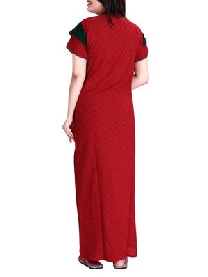 red printed cotton gown - 14182146 - Standard Image - 2