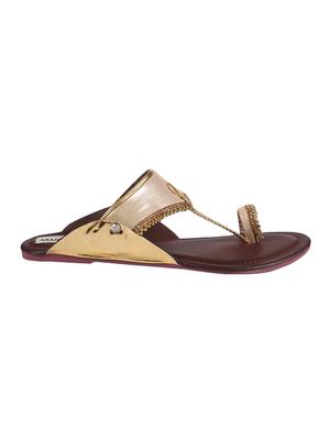 gold one toe kolhapuri - 14185128 - Standard Image - 2