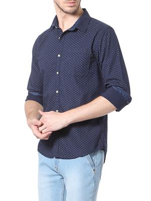 navy blue cotton casual shirt - 14188702 - Standard Image - 2
