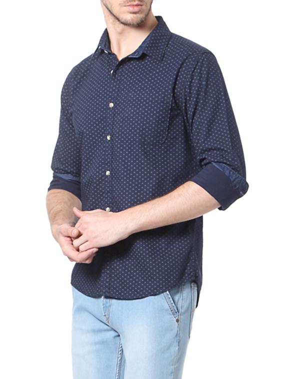 navy blue cotton casual shirt - 14188702 - Zoom Image - 2