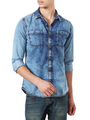blue cotton casual shirt - 14188704 - Standard Image - 2