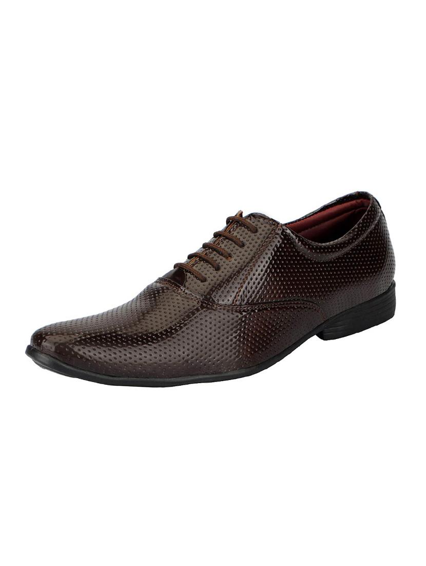 brown leatherette lace-up oxford - 14190611 - Zoom Image - 2