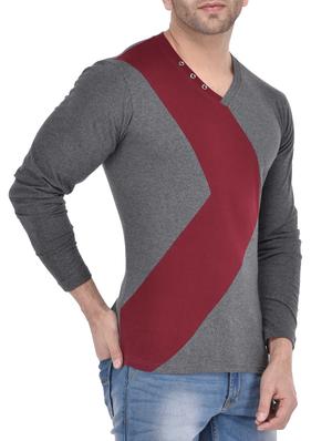 grey cotton color block t-shirt - 14191670 - Standard Image - 2