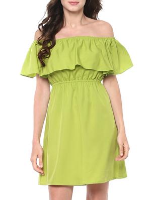 green crepe off shoulder dress - 14192188 - Standard Image - 2