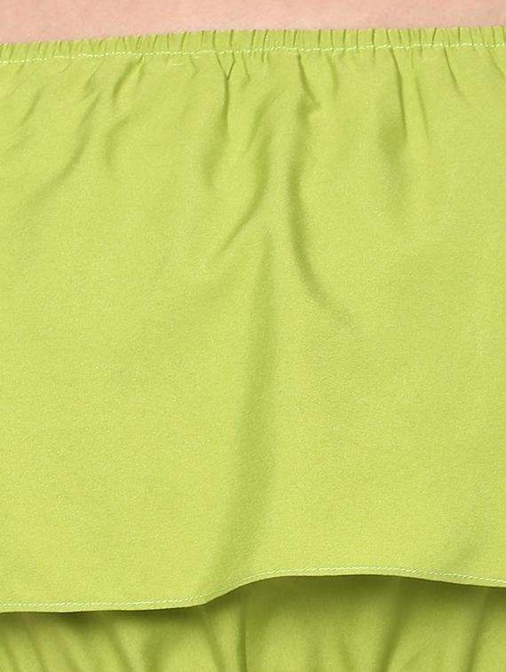 green crepe off shoulder dress - 14192188 - Zoom Image - 5