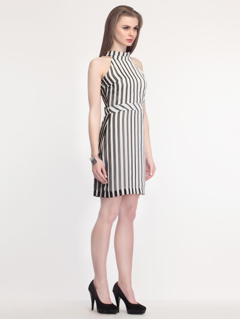 Striped inverted collar dress - 14194086 - Zoom Image - 2