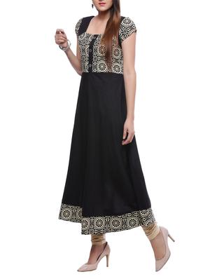 black cotton flared kurta - 14194132 - Standard Image - 2