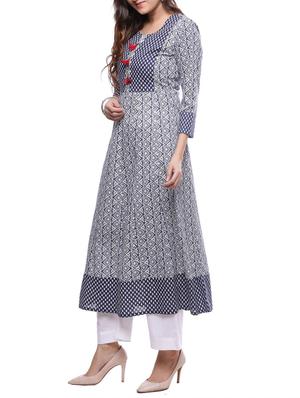 indigo cotton kurta - 14194138 - Standard Image - 2