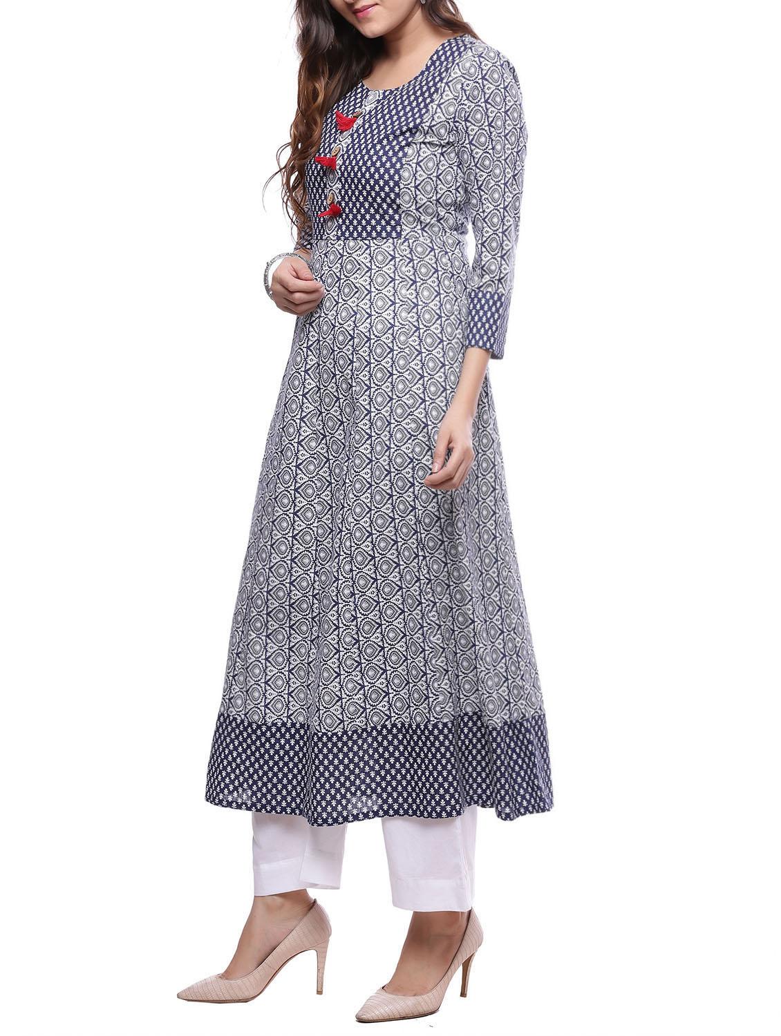 indigo cotton kurta - 14194138 - Zoom Image - 2