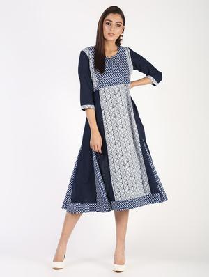 indigo flared kurta - 14194139 - Standard Image - 2