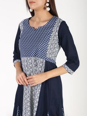 indigo flared kurta - 14194139 - Standard Image - 5