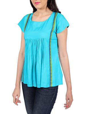 blue rayon flared kurta - 14195001 - Standard Image - 2