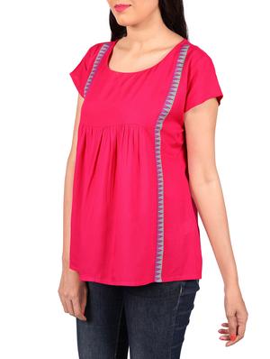 pink cotton straight kurti - 14195002 - Standard Image - 2