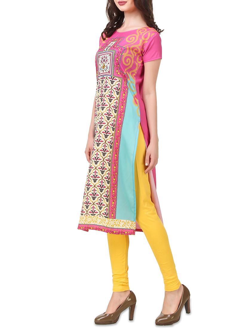 pink crepe straight kurta - 14205579 - Zoom Image - 2