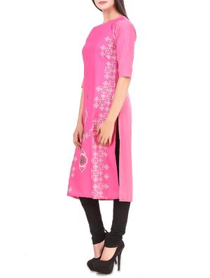 pink crepe straight kurta - 14205580 - Standard Image - 2