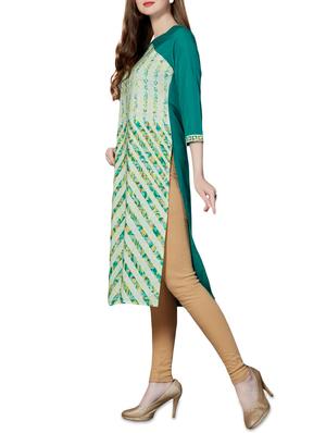green crepe straight kurta - 14205582 - Standard Image - 2