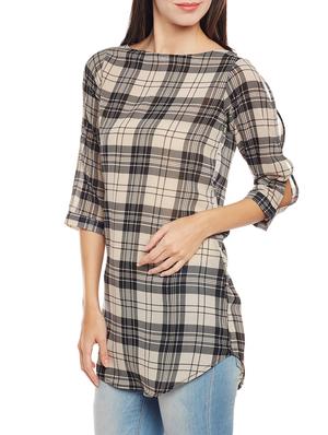 beige georgette casual tunic - 14206343 - Standard Image - 2