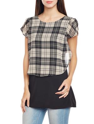 black georgette checkered tunic - 14206344 - Standard Image - 2