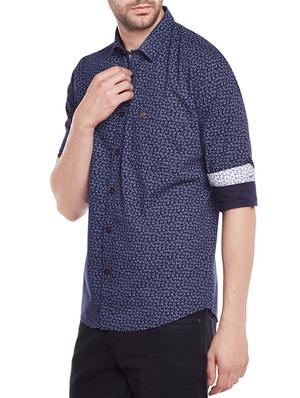 navy blue cotton blend casual shirt - 14215331 - Standard Image - 2